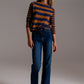 Wide Leg Jeans With Hem Detail in Dark Wash