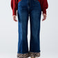 Wide leg jeans with leopard stripe at the bottom