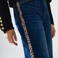 Q2 Wide Leg Jeans with leopard stripe on side