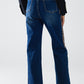 Wide Leg Jeans with leopard stripe on side