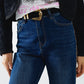 Wide Leg Jeans with leopard stripe on side