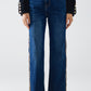 Wide Leg Jeans with leopard stripe on side