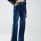 Wide Leg Jeans with leopard stripe on side