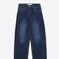 Wide Leg Jeans With Side Dart Detail in Deep Blue