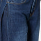 Wide Leg Jeans With Side Dart Detail in Deep Blue