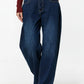 Q2 Wide Leg Jeans With Side Dart Detail in Deep Blue