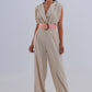 Q2 Wide leg jumpsuit in beige