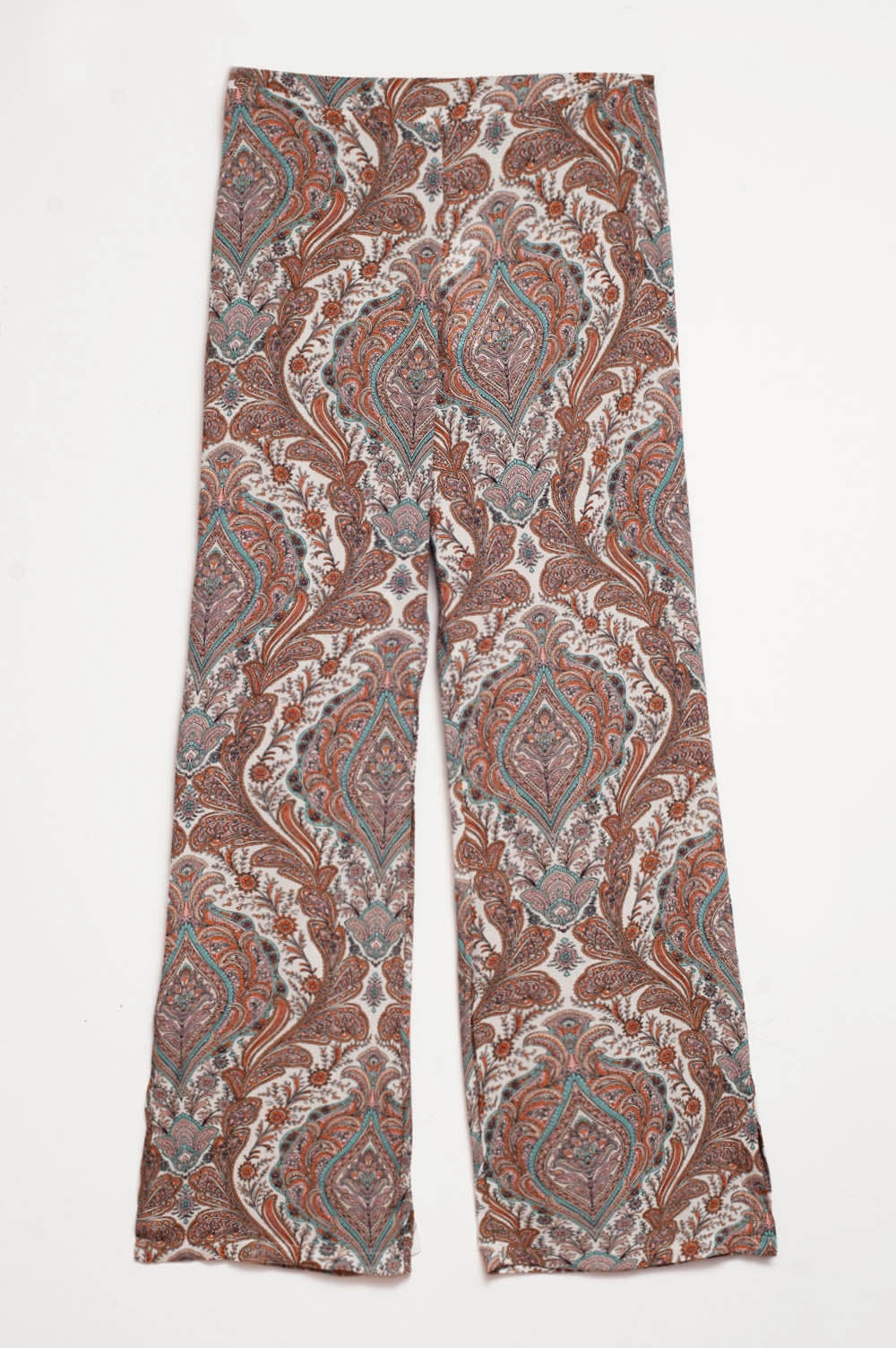 Q2 Wide leg pants in beige paisley print