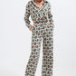 Wide leg pants in geo print