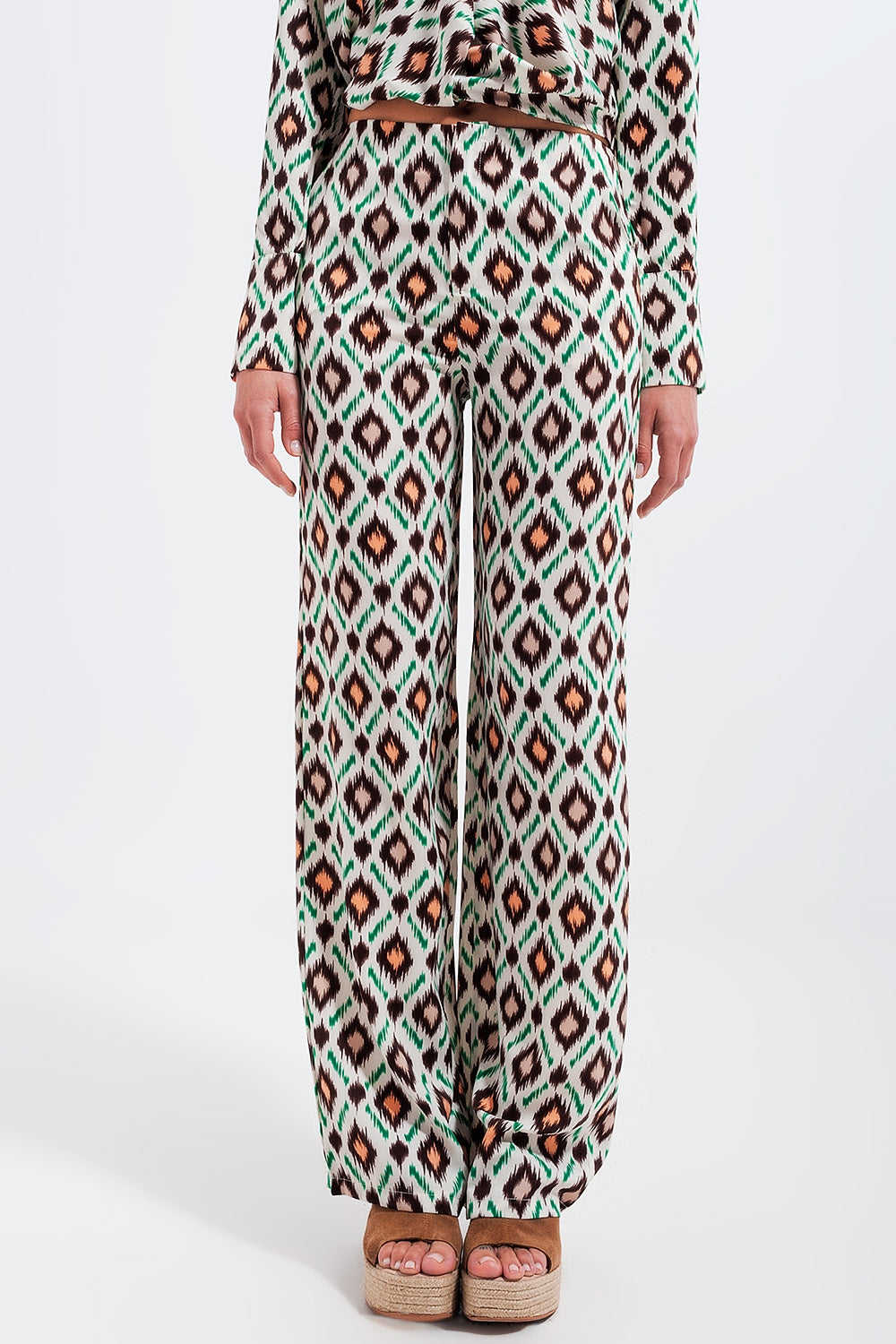 Q2 Wide leg pants in geo print