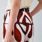 Wide Leg Pants with Abstract Print in White and Brown