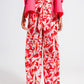 Q2 Wide leg pants with belt in fuchsia