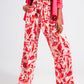 Wide leg pants with belt in fuchsia