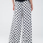 Wide leg polka dot pants with elastic waist and pockets