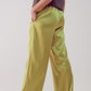 wide leg satin pants in acid lime