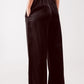 wide leg satin pants in black