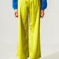 Q2 Wide leg satin pants in lime green