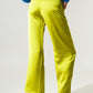 Wide leg satin pants in lime green