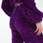 Wide Leg Sequin Pants With Side Pockets In Purple