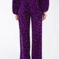 Wide Leg Sequin Pants With Side Pockets In Purple