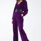 Wide Leg Sequin Pants With Side Pockets In Purple