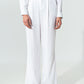 Wide-legged pants in light cotton fabric in white