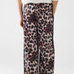 Wide leopard pants with satin side stripe