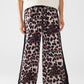 Wide leopard pants with satin side stripe