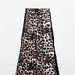 Wide leopard pants with satin side stripe