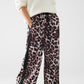 Wide leopard pants with satin side stripe