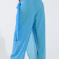 Wide Light blue Pants Overlay Skirt Tied At The Side