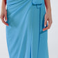 Wide Light blue Pants Overlay Skirt Tied At The Side