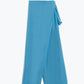 Wide Light blue Pants Overlay Skirt Tied At The Side