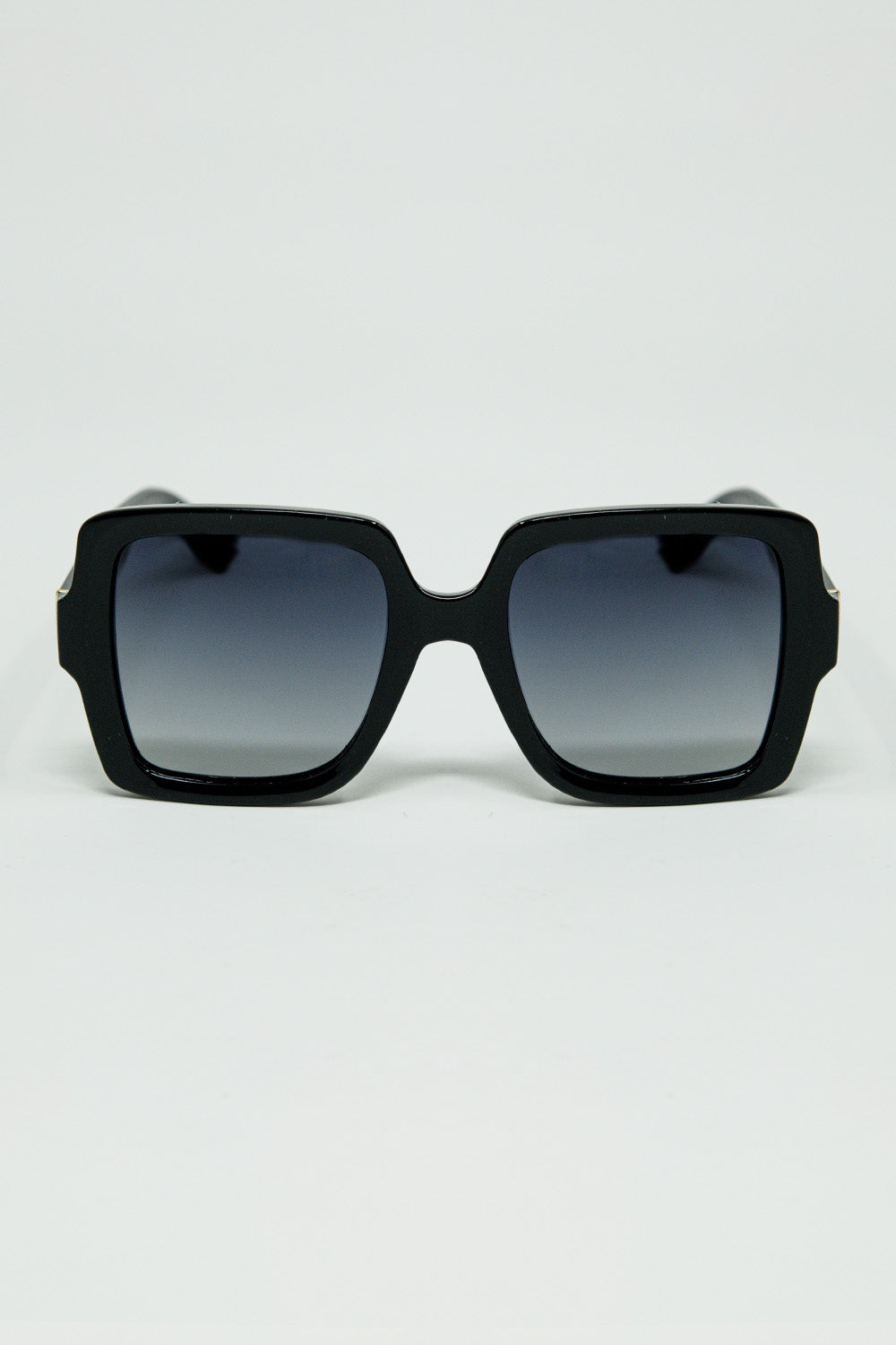 Q2 Wide square frame sunglasses with gold detail on the temples