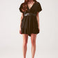 Q2 Wrap front frill hem jumpsuit in black