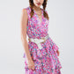 Wrap Front Midid Dress With Tiered Skirt in Multicolor Animal Print