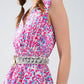 Wrap Front Midid Dress With Tiered Skirt in Multicolor Animal Print