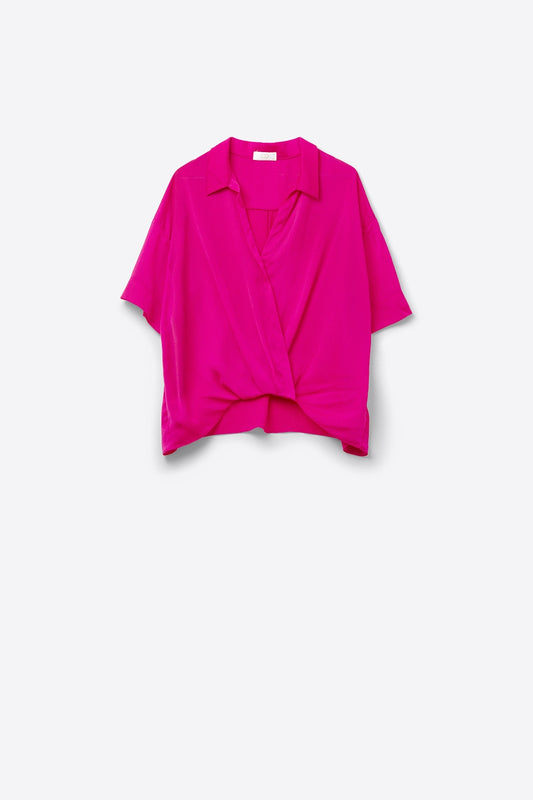 Wrap Front Shirt in Fuchsia