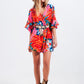 Wrap playsuit in floral