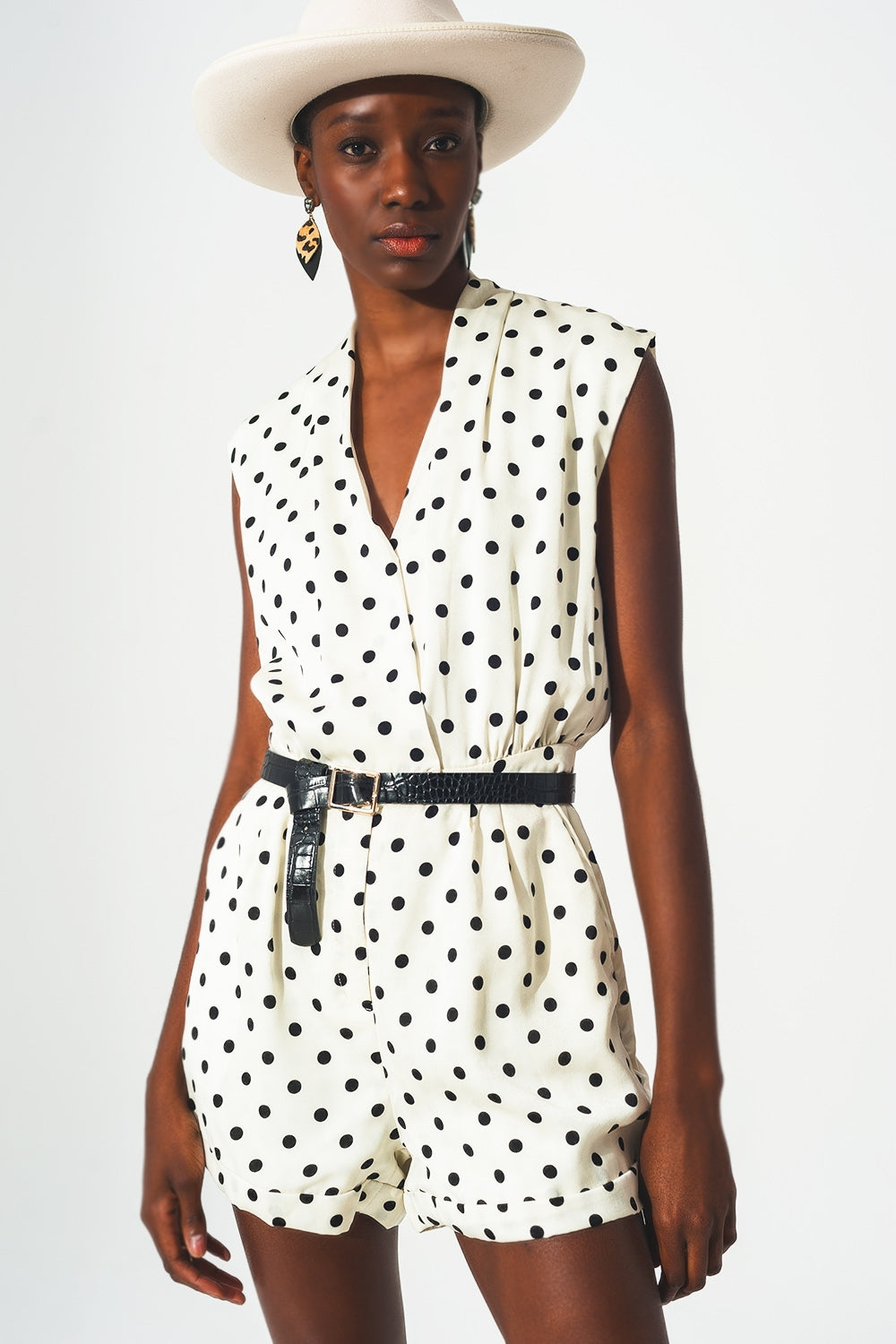 Wrap playsuit in spot print