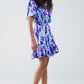 Wrap Short Dress In Blue and Purple Tie-dye