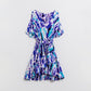 Wrap Short Dress In Blue and Purple Tie-dye