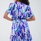 Wrap Short Dress In Blue and Purple Tie-dye