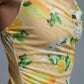 Yellow body top with lemon print in mesh fabric