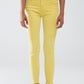 Q2 Yellow jagged hem super skinny Stretch Jeans