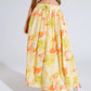 Q2 yellow maxi skirt with tropical print