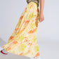 Yellow maxi skirt with tropical print