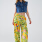 Yellow Pants with Tropical Print with Zip Side