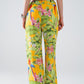 Yellow Pants with Tropical Print with Zip Side