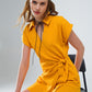 Yellow playsuit with Tie Closing at the Side